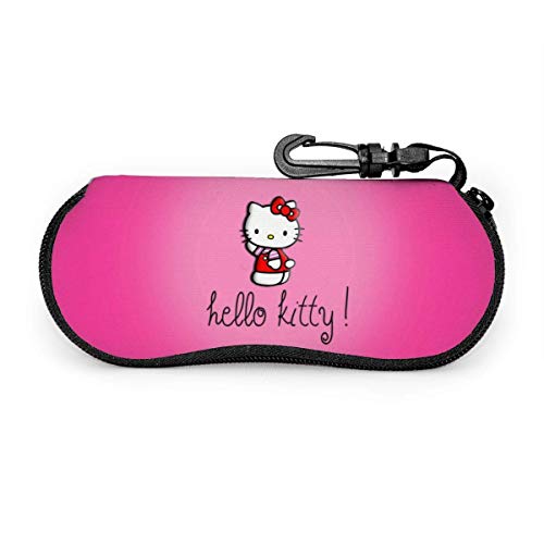 SDFGJ Dibujos animados Anime lindo Hello Cat ropa roja estuche para anteojos, estuche para gafas de sol con cremallera de viaje portátil, estuche para gafas, conjunto de protectores