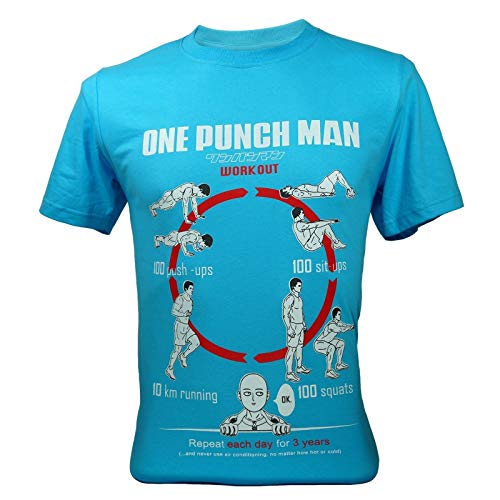 SEDAO Men's One Punch Man Saitama Workout Training To Be Bald Funny T-Shirt