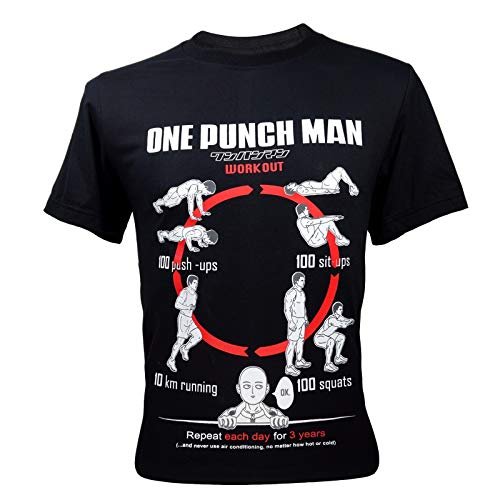 SEDAO Men's One Punch Man Saitama Workout Training To Be Bald Funny T-Shirt