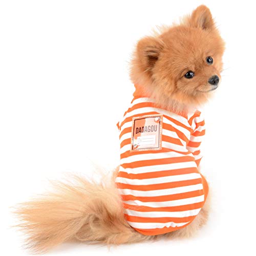 SELMAI Camisa Perro Verano para Perros Pequeños Algodón Cómodas Camisetas de Rayas para Gatos Mangas Cortas Polo Chaleco tee Transpirable Ropa para Chihuahua Mascotas Yorkshire Uso Diario 2 Colores