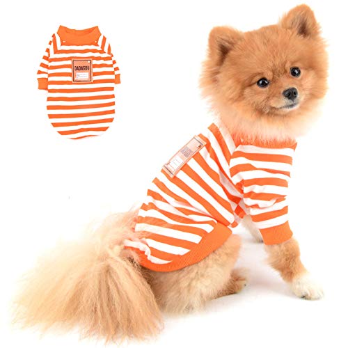 SELMAI Camisa Perro Verano para Perros Pequeños Algodón Cómodas Camisetas de Rayas para Gatos Mangas Cortas Polo Chaleco tee Transpirable Ropa para Chihuahua Mascotas Yorkshire Uso Diario 2 Colores