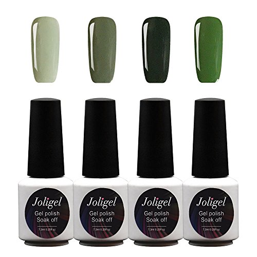 Serie Verde, Joligel Kit 4x Esmaltes Semipermanentes Shellac para Uñas de Gel Set Pintauñas Permanentes Manicura Pedicura UV LED Nail Art Multicolor (7,3ml), vitalidad de primavera y verano