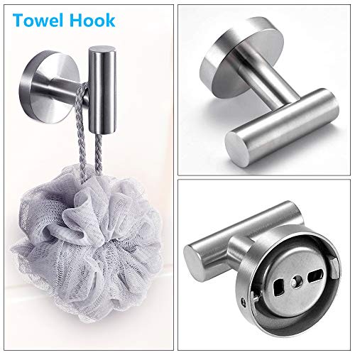 Set de herrajes para baño Powcan, cepillado acero inoxidable SUS 304 de acero inoxidable montado en la pared Inodoro Papel Titular Toalla Bar Gancho de bata (3pcs Bathroom Hardware Set)