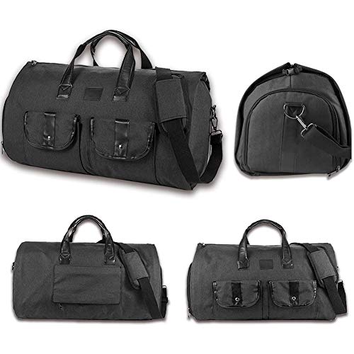 SHKY Bolsa de Ropa de Viaje Convertible 2 en 1 Bolsa de Traje de Equipaje Bolsa de Viaje, Gran Bolsa de Viaje de Negocios de Fin de Semana para Hombres Mujeres,Negro