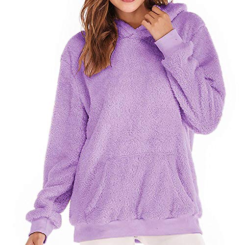 SHOBDW Liquidación Venta Mujer Sudadera con Capucha Suelta Tallas Grandes Jersey de Mujer Jersey otoño Invierno Manga Larga Remata Abrigo cálido (S, Púrpura)