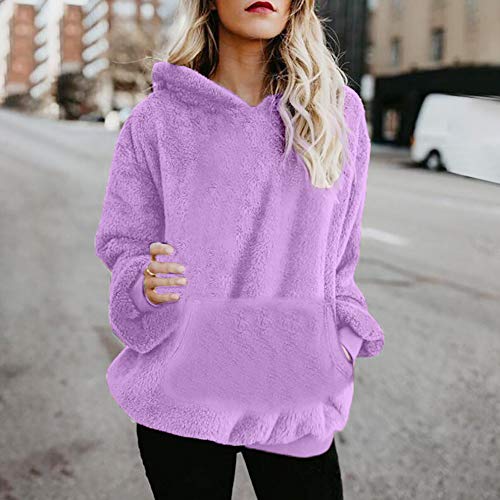 SHOBDW Liquidación Venta Mujer Sudadera con Capucha Suelta Tallas Grandes Jersey de Mujer Jersey otoño Invierno Manga Larga Remata Abrigo cálido (S, Púrpura)