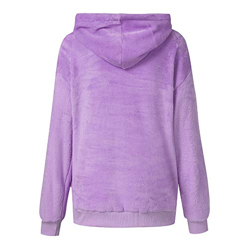 SHOBDW Liquidación Venta Mujer Sudadera con Capucha Suelta Tallas Grandes Jersey de Mujer Jersey otoño Invierno Manga Larga Remata Abrigo cálido (S, Púrpura)