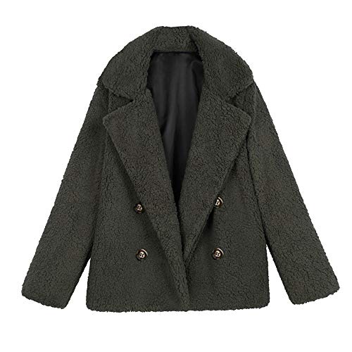 SHOBDW Mujer Chaqueta para Mujer de Moda Sólida Chaqueta Casual Otoño Invierno Tops de Manga Larga Parka cálida Outwear Abrigo para Mujer Turn Down Collar Overcoat Ladies Outercoat