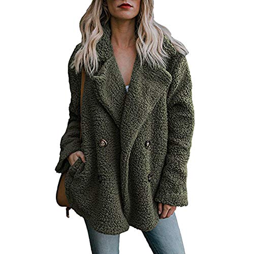 SHOBDW Mujer Chaqueta para Mujer de Moda Sólida Chaqueta Casual Otoño Invierno Tops de Manga Larga Parka cálida Outwear Abrigo para Mujer Turn Down Collar Overcoat Ladies Outercoat