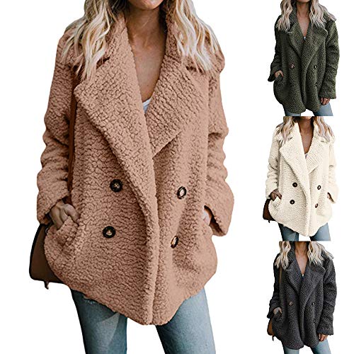 SHOBDW Mujer Chaqueta para Mujer de Moda Sólida Chaqueta Casual Otoño Invierno Tops de Manga Larga Parka cálida Outwear Abrigo para Mujer Turn Down Collar Overcoat Ladies Outercoat