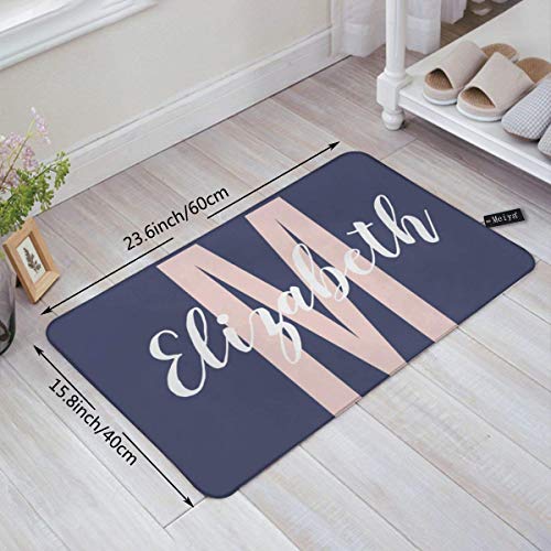 Simple Nave Blue Blush Pink Bath Rug Door Mat Soft and Absorbent Bathroom Mat Anti-Slip and Plush Bath Mat for Bathroom Living Room and Laundry Room 15.7"x23.6"