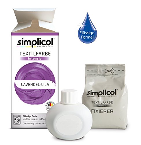 Simplicol Kit de Tinte Textile Dye Intensive Lila: Colorante para Teñir Ropa, Tejidos y Telas Lavadora, Contiene Fijador para Colorante Líquido, Anti Alérgeno, No Destiñe, Seguro para su Lavadora