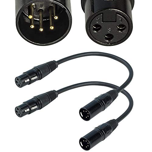 SiYear - Cable de audio XLR hembra de 3 pines a XLR macho de 5 pines para micrófono DMX Stage Light Turnaround XLR3Fto XLR5M (30,4 cm)