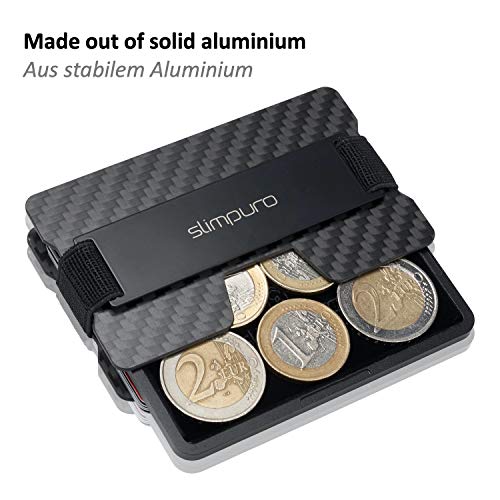 SLIMPURO® Monedero Pequeño - Estuche Universal para Monedas Hecho De Aluminio para Su Tarjetero, Cartera, Billetera, Funda para Tarjetas o Cartera Monedero (con protección de Fieltro, 3mm)