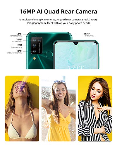 Smartphone, DOOGEE N20 Pro Móviles Libres 4G 6GB+128GB Android 10, Helio P60 Teléfono Móvil 6.3 Inch FHD+, Cámara Trasera Cuádruple 16MP, 4400mAh Smartphone Libre, Face ID& Huellas Dactilares - Verde