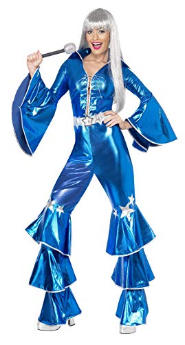 Smiffys 1970s Dancing Dream Costume Disfraz de baile de los años 70, color azul, L-UK Size 16-18 (41159L)