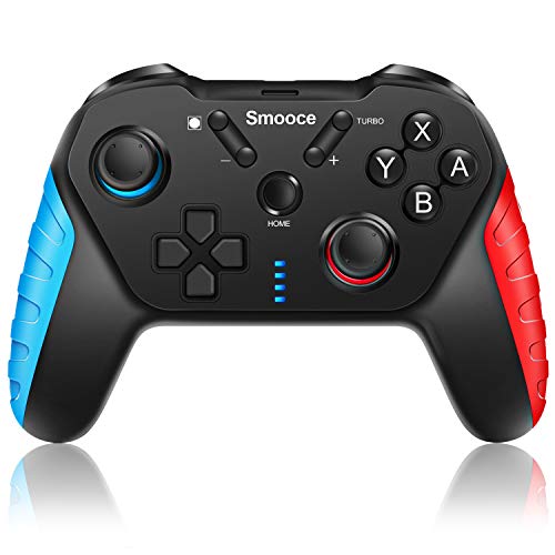 Smooce Mando para Nintendo Switch,mando pro switch inalámbrico ,somatosensorial de 6 ejes, turbo función ajustable, motor de doble vibración, joystick multifunción para juegos de Nintendo Switch