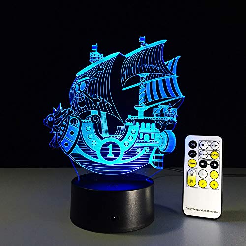 Solo 1 pieza Sailing Sea Ship 3D Boat Night Light Lámpara de humor capaz Luz LED AC USB Lámpara de mesa decorativa Touch o control remoto