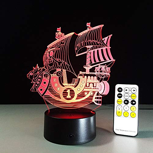 Solo 1 pieza Sailing Sea Ship 3D Boat Night Light Lámpara de humor capaz Luz LED AC USB Lámpara de mesa decorativa Touch o control remoto