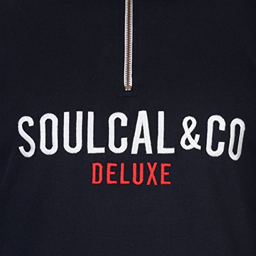 SoulCal Hombre Deluxe Jersey Sudadera Cuello Alto 1/4 Cremallera Azul Marino XS