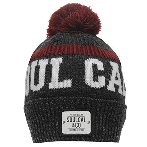 Soulcal Hombre Svarog Gorro Gris/Borgoña/Blanco Talla única