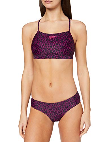 Speedo Thinstrap con Boomstar Integral De 2 Piezas Bikini, Mujer, Negro/Rosa eléctrico, 32 (ES 38)