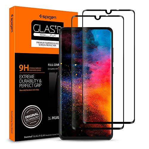 Spigen, 2Pack, Protector de Pantalla Huawei P30, [Caso amistoso], 3D Cobertura Completa, Anti-Burbuja, Anti-Scratch, Cristal Templado Premium para Huawei P30 (L38GL25748)