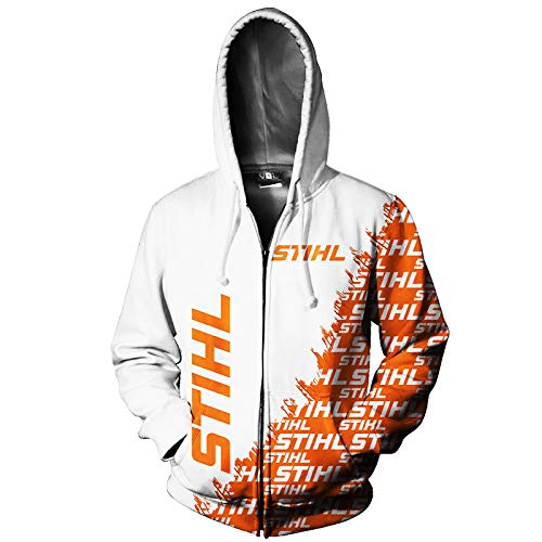 SPONYBTS Hombres Hooded Chaqueta,Sudaderas con Capucha,Camiseta Stihl 3D Impresión Ligero Camisa de Entrenamiento Unisexo Casual Ropa Deportiva Y/A/S