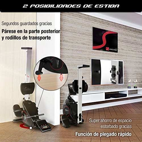 Sportstech RSX400 Máquina de Remo - Marca de Calidad Alemana -Eventos en Directo y App multijugador, pulsómetro Incl. máquina de Remo para su casa, Plegable con 8X magnetoresistencia