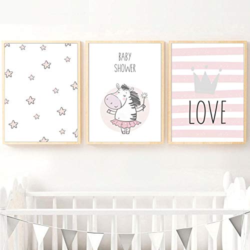 Star Love Quote Wall Art Canvas Painting Nordic Posters and Prints Cartoon Wall Pictures Baby Kids Room Decoración del hogar -40X50cm Sin Marco Conjunto de 3 Piezas Descuento