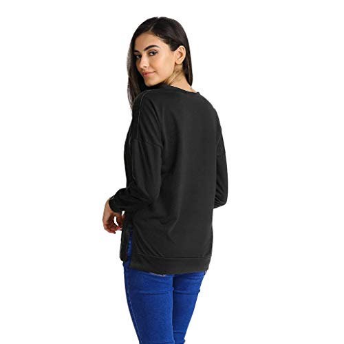 Sudaderas para Mujer,RETUROM Tallas Grandes Suelta Jerseys Suéter Largo Asimetrico Cardigan Irregular Parka Jacket Outerwear Pullover Camiseta Blusa Kimono Top Otoño (XXL, Negro)