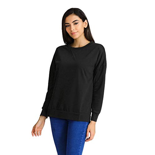 Sudaderas para Mujer,RETUROM Tallas Grandes Suelta Jerseys Suéter Largo Asimetrico Cardigan Irregular Parka Jacket Outerwear Pullover Camiseta Blusa Kimono Top Otoño (XXL, Negro)