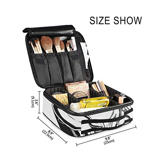 SUGARHE Truco Extremo con Bicicleta Ilustración Temática Jinete Diseño Estilo Monocromo,Neceser Maquillaje,Bolsa Cosméticos Organizador Brochas Maquillaje Estuches Portátil