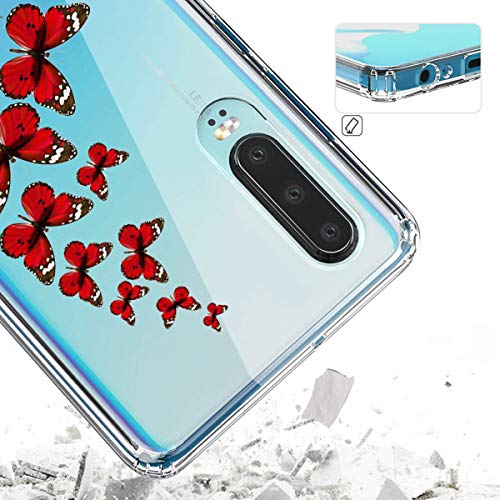 Suhctup Compatible con Huawei P8 Lite 2017 Funda de Transparente Silicona con Dibujos Mariposa Lindo Diseño Patrón Cárcasa Ultrafina Suave TPU Antigolpes Bumper Protección Caso-A1