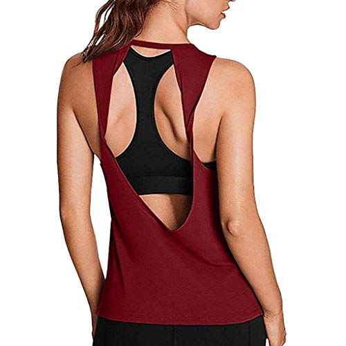 Sulifor Mujeres Activewear Sexy,Ropa de Yoga para Mujer,Chaleco de Entrenamiento de Espalda Abierta,Deportes Gym Tank Tops,Chaleco de Verano Diaria