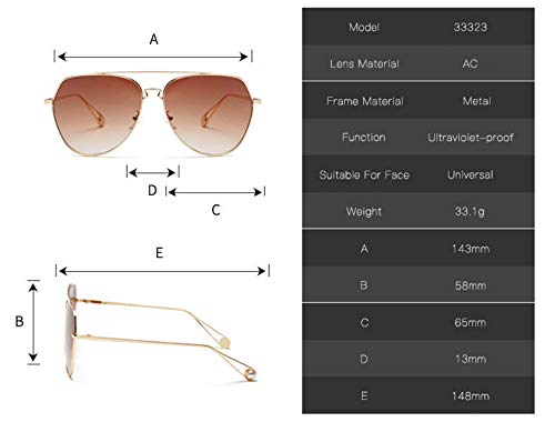 SUNGHL Gafas De Sol De Metal De Doble Viga De Moda Con Perlas, Marco De Plata