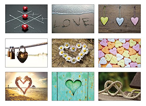 Tarjetas postales, amor, set de 20 o de 50, distintos motivos, amor, corazones, boda, 50 Set