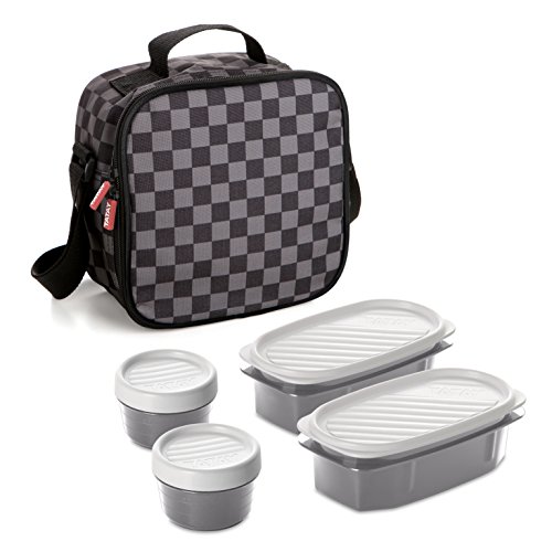 TATAY Urban Food Casual - Bolsa térmica porta alimentos con 4 tapers herméticos incluidos, 3 litros de capacidad, Gris /Negro, 22.5 x 10 x 22 cm