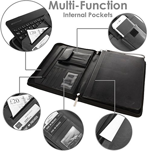 TECHGEAR Funda de Piel con antichoque Burbuja Interior y Bolsillo, Ranuras Tarjetas, Funda Protectora para Apple iPad 9.7" 10.5", Samsung Galaxy Tab A 10.5, 10.1, 9.7 etcétera - Gris