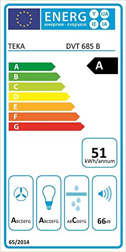 Teka DVT 685 De pared Negro 786m³/h A - Campana (786 m³/h, Canalizado/Recirculación, A, A, C, 52 dB), 41,8 x 60 x 78 cm
