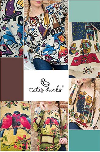 TETI´S Ducks - Jersey Mujer de Punto - Sueter de Manga Larga Arte Sudadera para Mujer Otoño Invierno (Niña Corazon B)