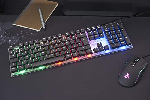 The G-Lab Combo Zinc/SP Pack de Teclado Gaming USB y Ratón Multicolor Retroiluminación – Teclado Gaming QWERTY - Incluye Anti-Ghosting + Ratón Gaming 6 Botones 2400 dpi – PC PS4 Xbox One (Negro)