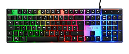 The G-Lab Combo Zinc/SP Pack de Teclado Gaming USB y Ratón Multicolor Retroiluminación – Teclado Gaming QWERTY - Incluye Anti-Ghosting + Ratón Gaming 6 Botones 2400 dpi – PC PS4 Xbox One (Negro)