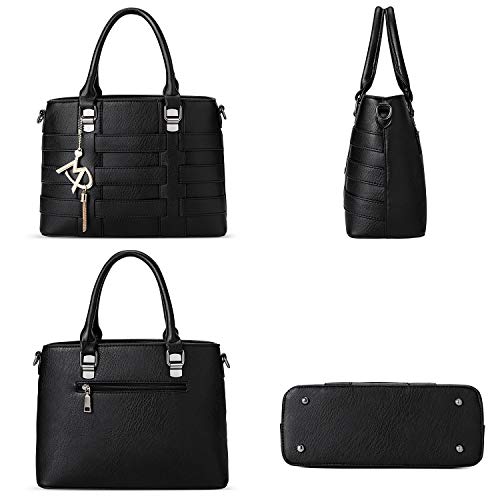 TIBES Cuero del faux Bolso bandolera Bolso mujer negocio Mujeres mochila chicas Negro