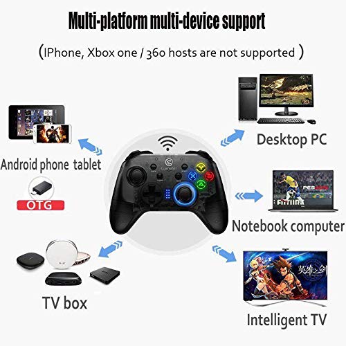 TIMOWU Mando de Videojuegos inalámbrico Gamepad Palanca de Mando con Cable/USB inalámbrico de 2,4 GHz Receptor, Ajuste for el Interruptor/PC / PS3 d39 de Windows Juego