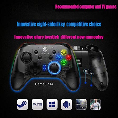 TIMOWU Mando de Videojuegos inalámbrico Gamepad Palanca de Mando con Cable/USB inalámbrico de 2,4 GHz Receptor, Ajuste for el Interruptor/PC / PS3 d39 de Windows Juego