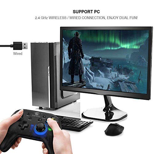 TIMOWU Mando de Videojuegos inalámbrico Gamepad Palanca de Mando con Cable/USB inalámbrico de 2,4 GHz Receptor, Ajuste for el Interruptor/PC / PS3 d39 de Windows Juego