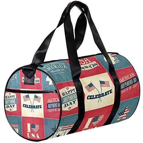 TIZORAX Bolsa de lona para mujeres hombres 4 de julio de 2017 de American Independence Day Deportes Gimnasio Bolsa de mano de fin de semana de viaje durante la noche Bolsa de equipaje al aire libre