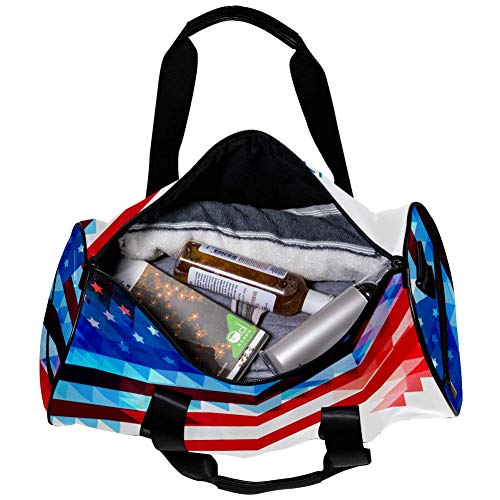 TIZORAX Bolsa de lona para mujeres hombres julio de 4 Th American Independence Day Sports Gym Tote Bag fin de semana noche Bolsa de viaje al aire libre