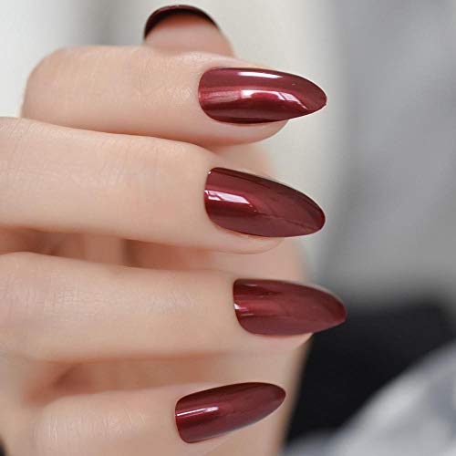 TJJF Rojo medio Uñas postizas Rojo brillante Noble suave Uñas postizas Gel artificial Uv Gel Lady Fingers